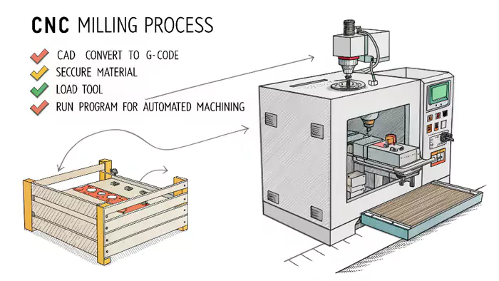 CNC milling workflow steps