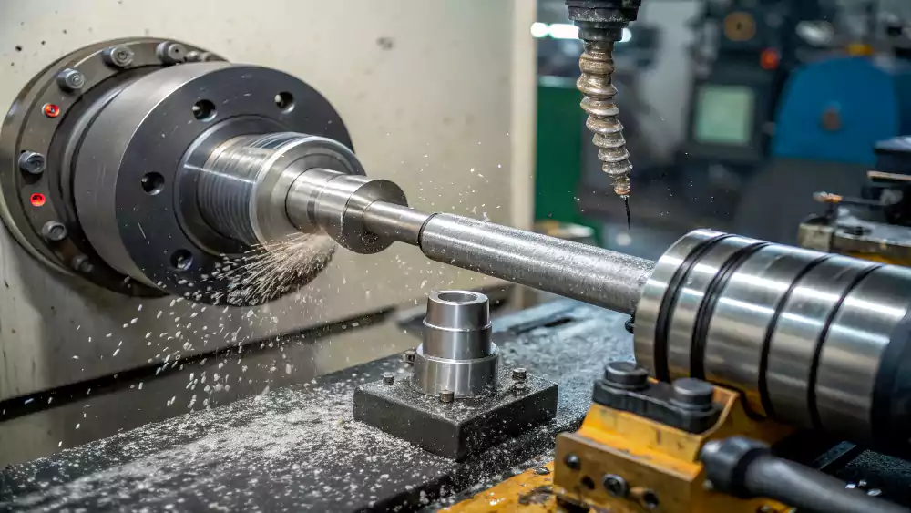 A CNC cylindrical grinder finishing a shaft to achieve a very tight press fit tolerance