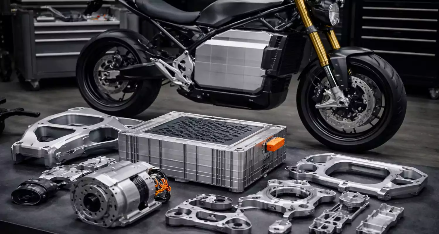 cnc machined battery housing and structural components for electric motorcycles