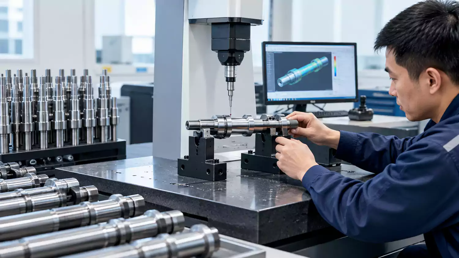 Quality inspection of precision shafts and rotating parts